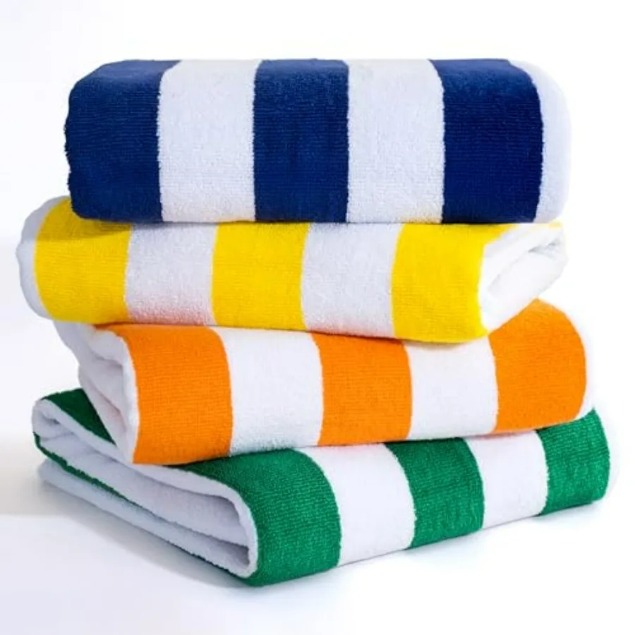 

Beach and pool use, cotton blend, blue yellow green orange, quick-drying and sand-free