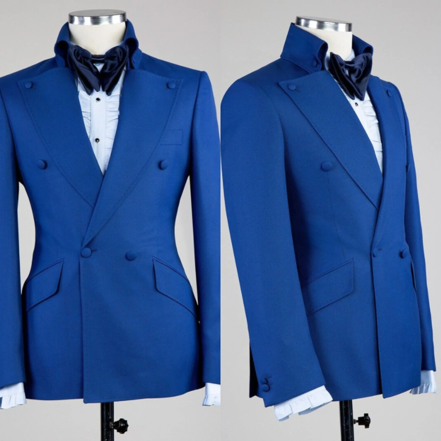 Designer Solid Color Men's Suit Wedding Coat Peaked Lapel Tuxedos Double Breasted Groom Wear Business Only Blazer Customized