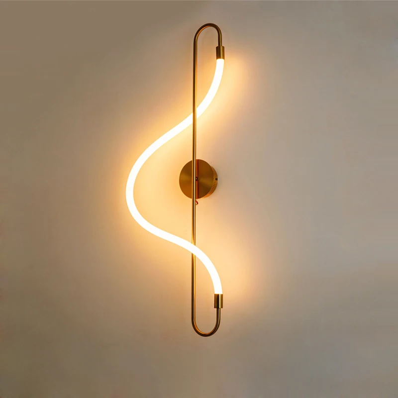 Modern LED Golden Silver Black White Music Note Designer LED Light Wall lamp Wall Light Wall Sconce For Bedroom Corridor