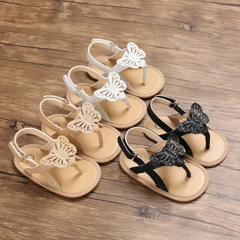 Zapatos de princesa para bebé, sandalias de mariposa ostentosas, zapatos de moda, 0 a 18 meses