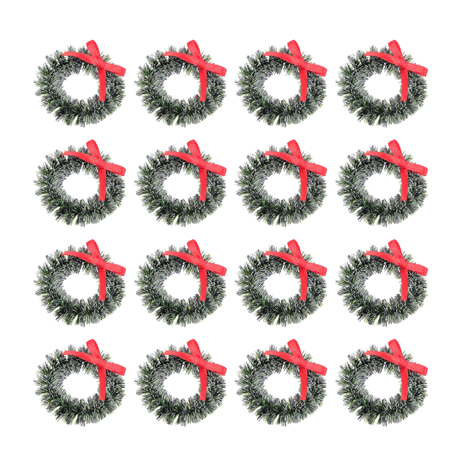 

24pcs Mini Christmas Wreaths With Bow Artificial Hanging Ornaments For Indoor Home Decor Holiday Craft Projects Miniature