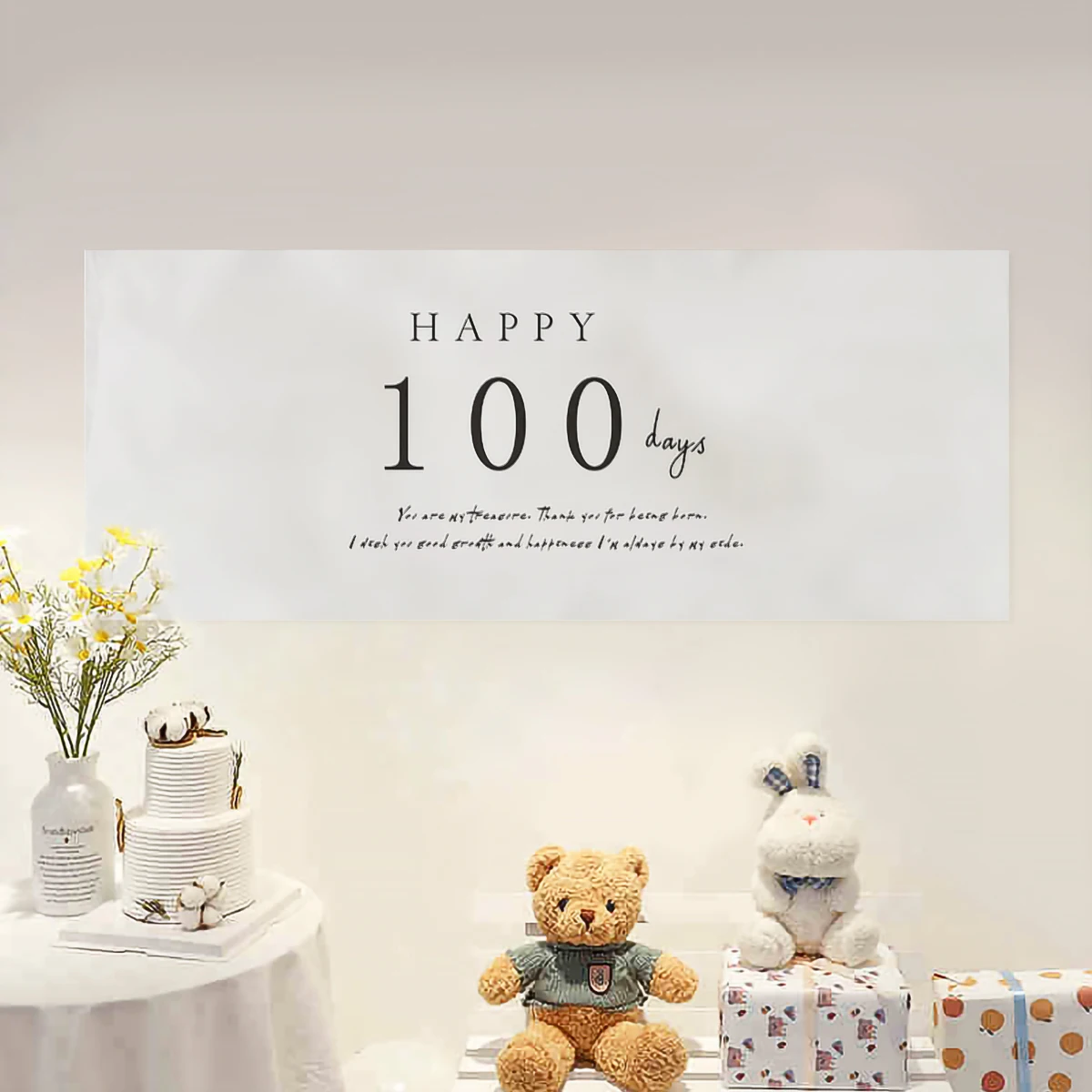 HAPPY 100 DAYS baby hundred days decoration hanging cloth party background wall tapestry