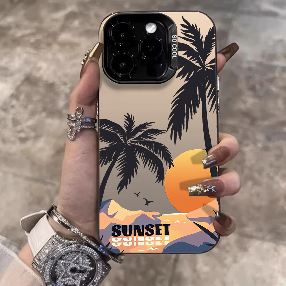 Für iPhone 16 17 Pro Max Hüllen iPhone 11 12 13 ProMax 14 15 Plus 8 XS XR Stoßfeste IMD-Hüllen Strand Kokospalmen Landschafts-Case – Detail 14