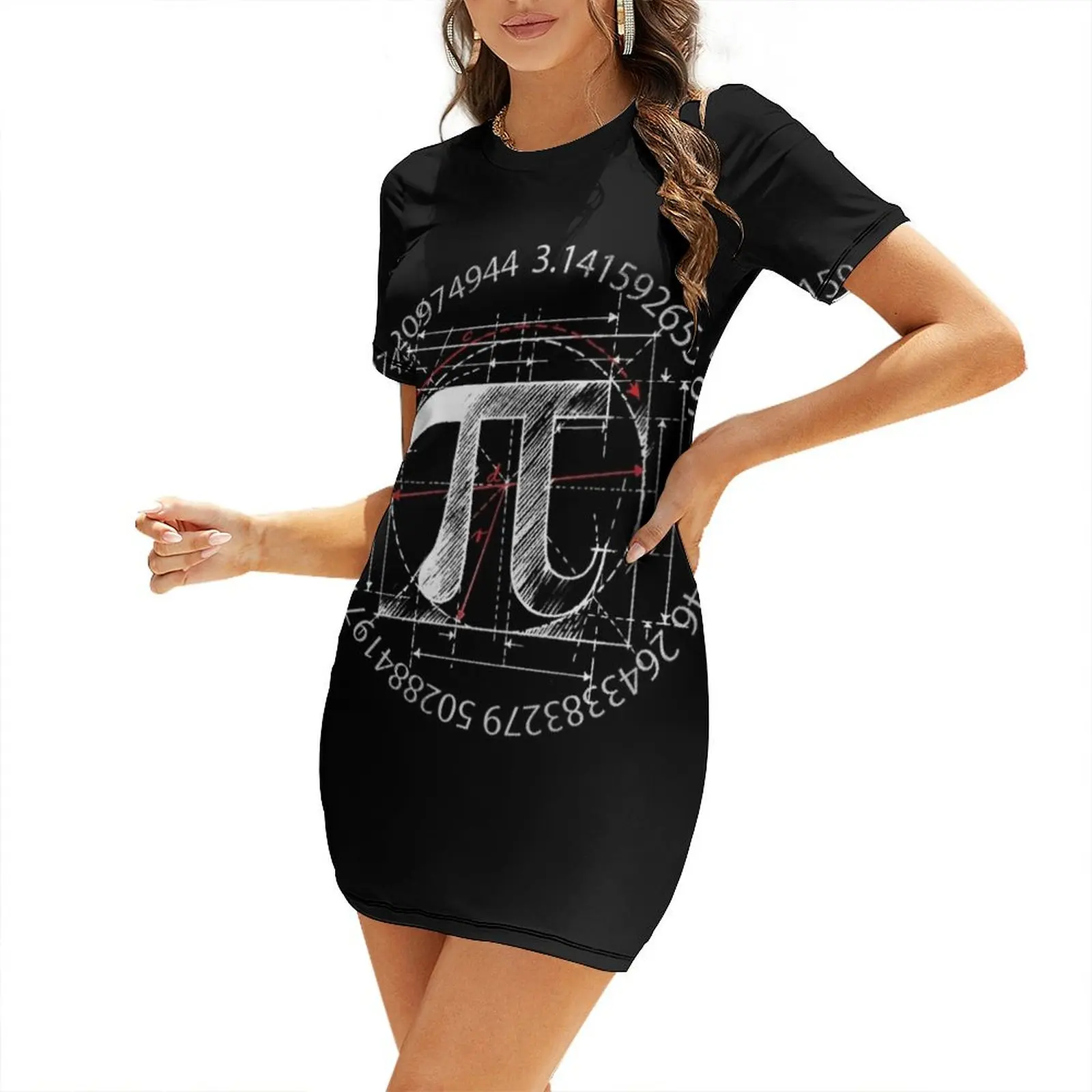 

Pi Symbol Sketch Short-Sleeved Dress woman dress womens dress wedding dresses for parties summer korean women