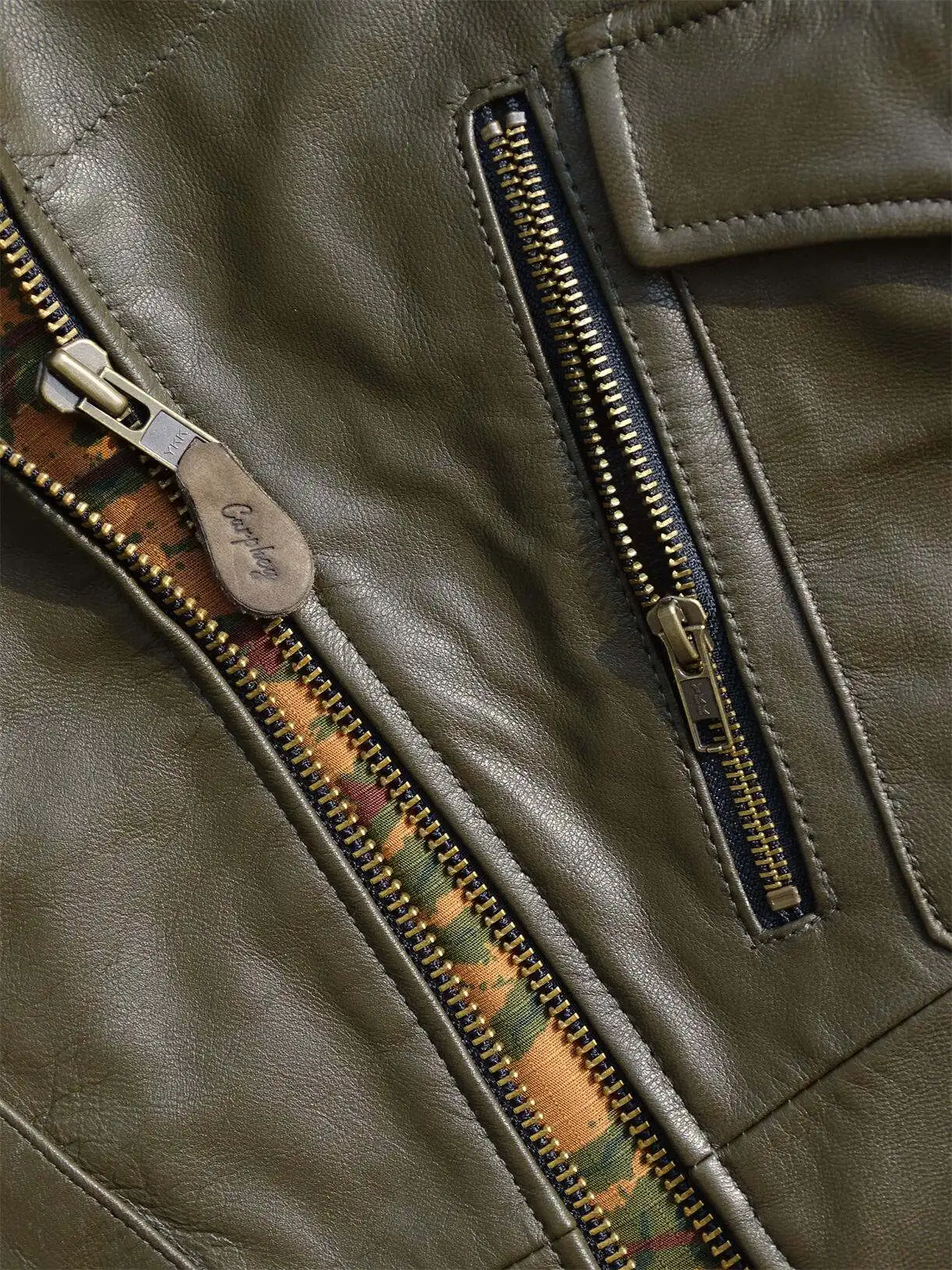 Tailor Brando Full Grain Goatskin Men's Genuine Leather Field Hooded Safari Jacket