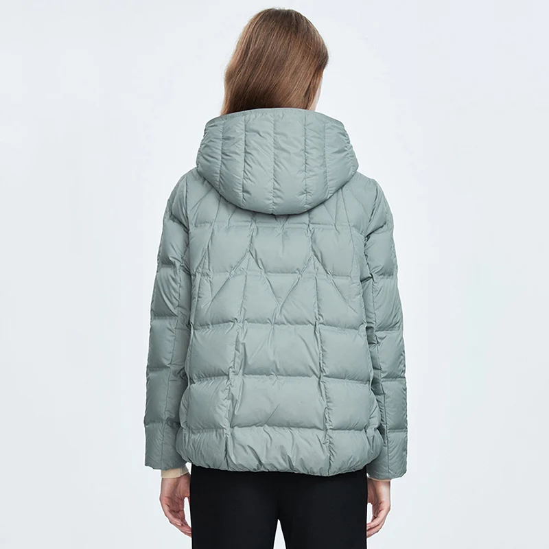 Schinteon Vrouwen Licht Wit Eend Donsjack Casual Losse Herfst Winter Dunne Bovenkleding Met Capuchon 2024 Hoogwaardige Kleding