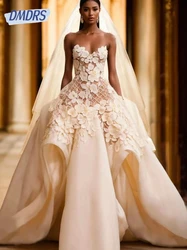 Romantic Sweetheart Neck Wedding Dress Fairy 3D Flowers Dress Customized Bride 2025 Elegant Dubai Bridal Gown Vestido De Novia