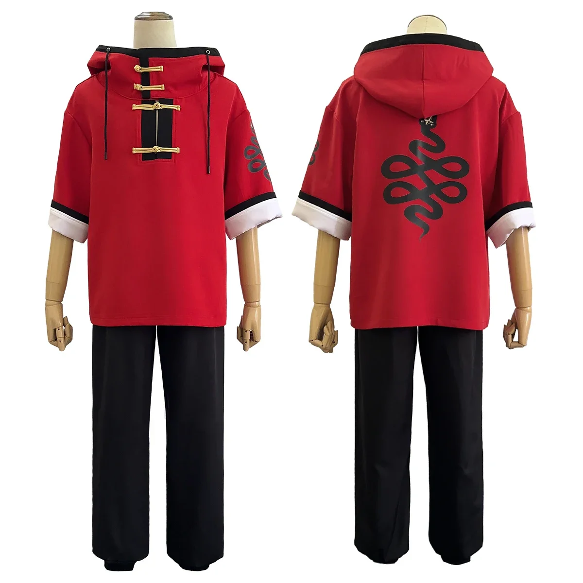 

Cosplay Gokurakugai Manga Anime Alma Cosplay Costume Wig Red Hoodie Black Pants Casual Daily Wearing Rose Net Halloween Christma