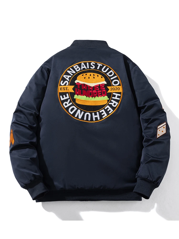 

Thiened Baseball Cotton Jaet for Men Autumn Winter Faion Brand American Casual Burger Embroidery Outerwear Pilot Jaet