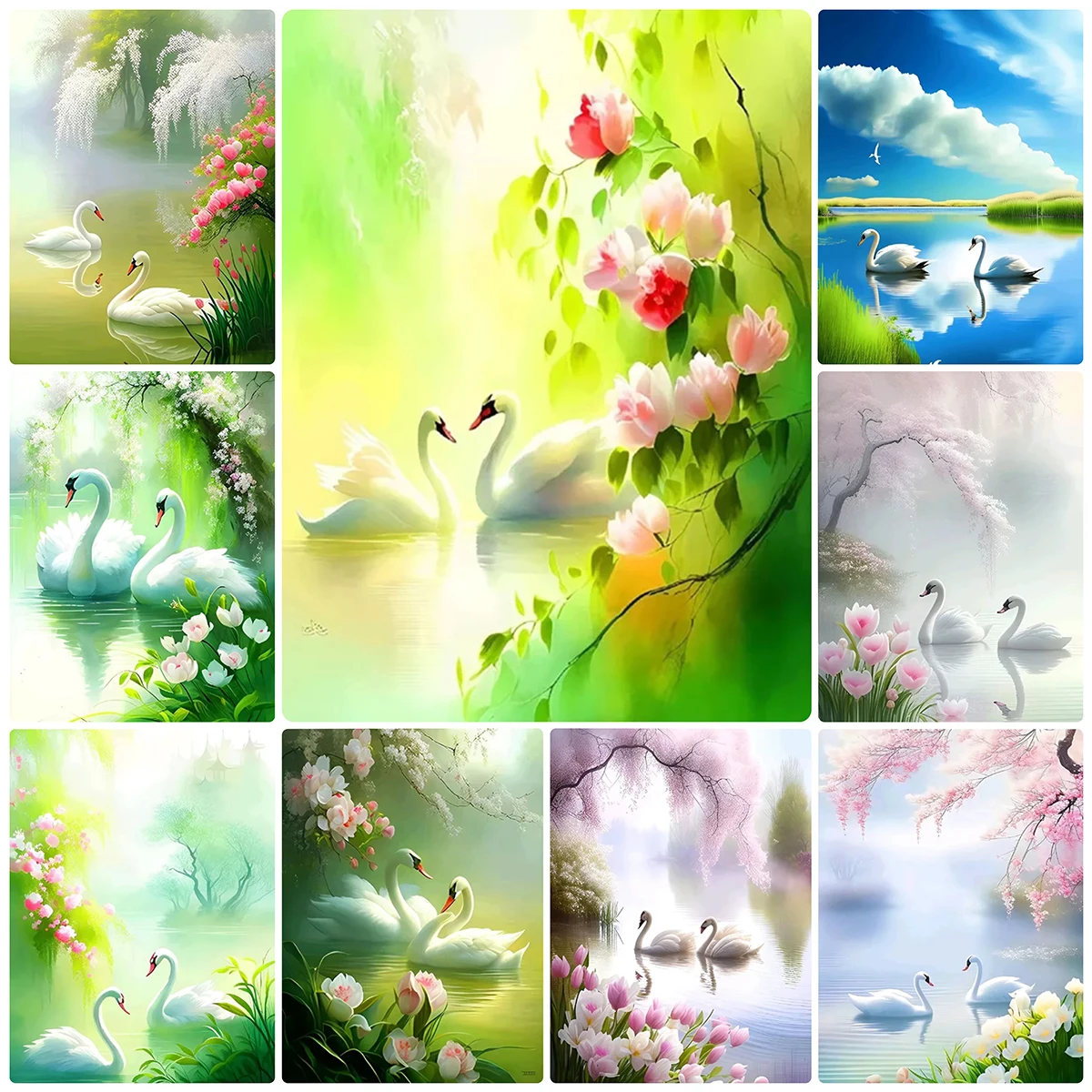 5D DIY Diamond Painting White Swan Diamond Mosaic Cartoon Animals Cross Stitch Kits New Arrivals Embroidery Home Decor Handmade