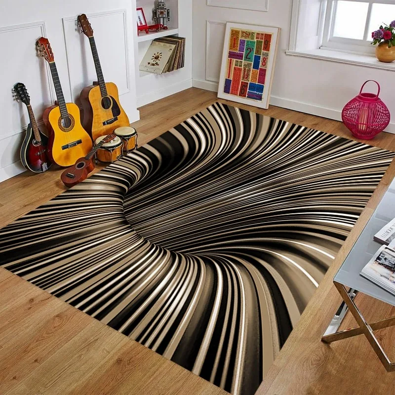 3D Swirl Illusion Rug Living Room Rug Fan Carpet for Teenagers Children's Room Mats for Boys Non-slip Rug Personality Beautiful