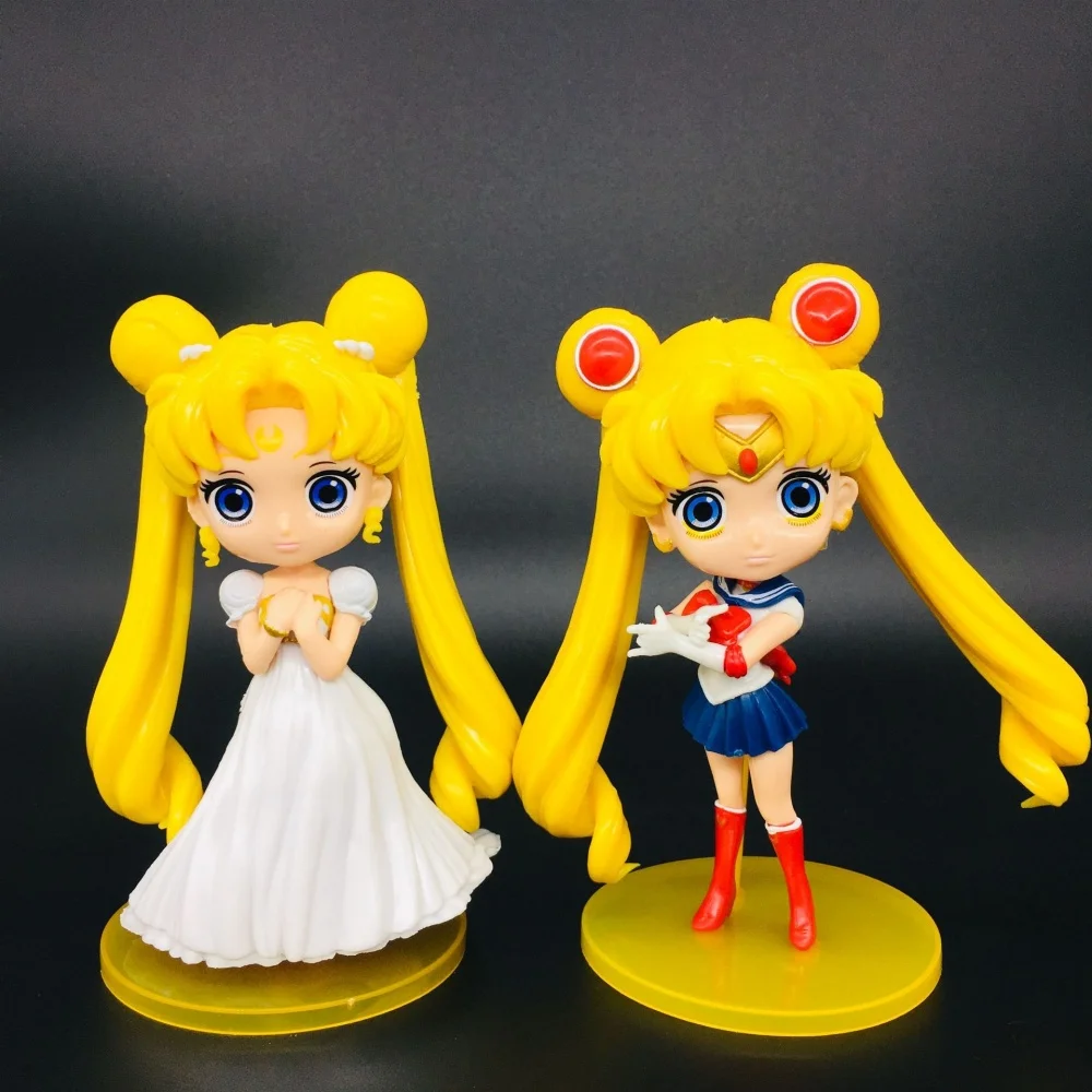 14cm Anime Sailor Moon Tsukino Usagi Figurine Statue PVC Action Figure Car Ornamen Toy Cake Decoration Collection Model Gift