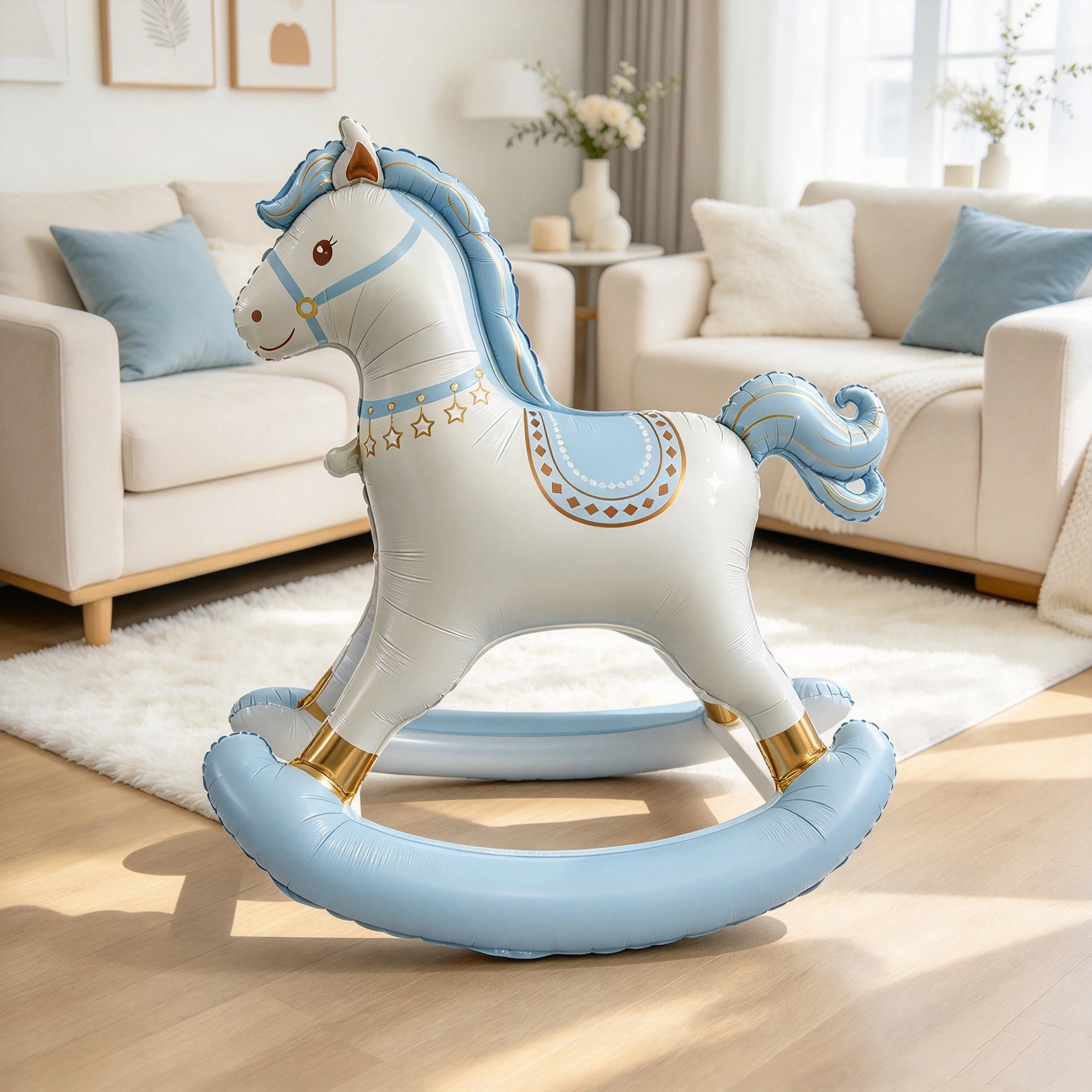 Pink Blue Cartoon Horse Balloon 3D Standing Rocking Horse Foil Balloon Baby 1st Birthday Baby Shower Party Cartoon Balloons - view 6