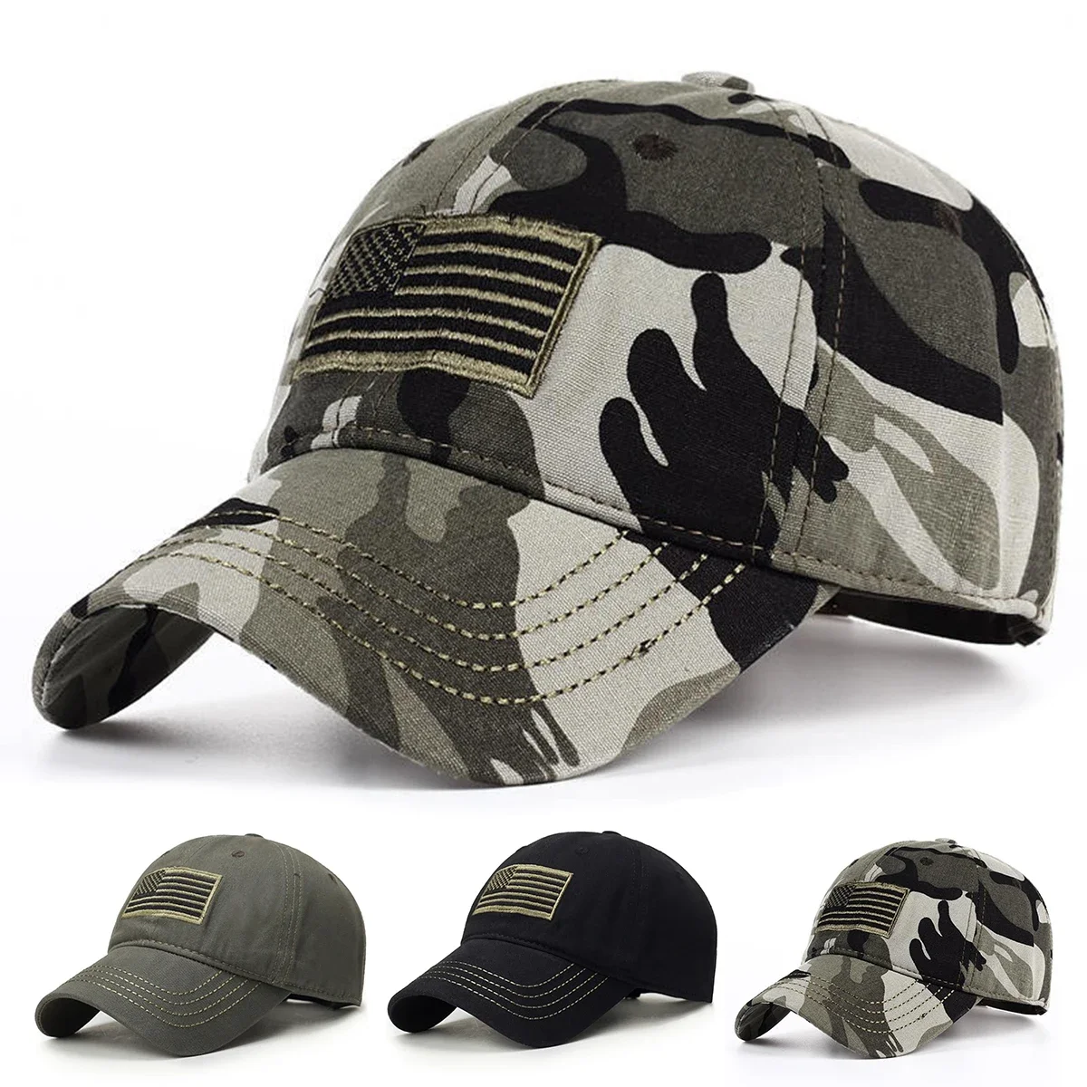 Unisex Flag Of The United States Embroidery Baseball Caps Spring Autumn Outdoor Adjustable Casual Hats Sunscreen Hat Sports Cap