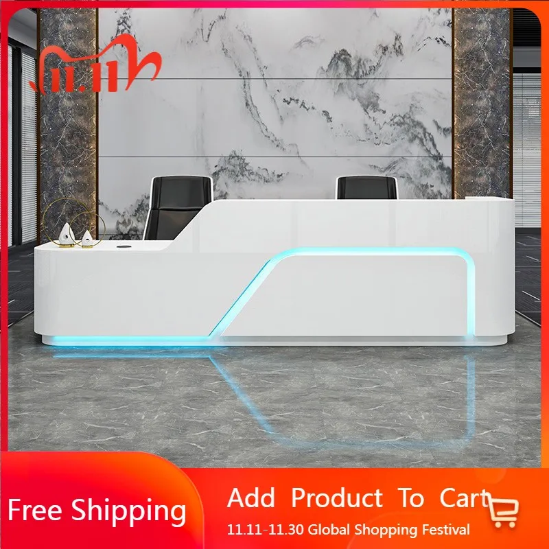 

Company Front Desk Reception Desk High Quality Simple Modern Display Curved Desks Store Welcome Adult Schreibtisch Furniture