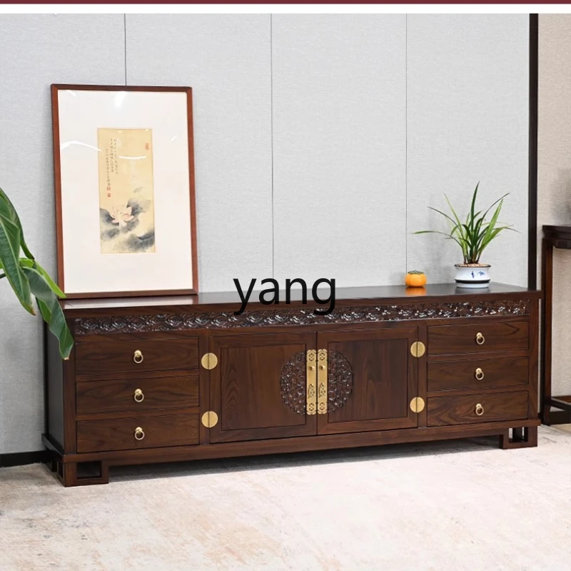 

YHM new Chinese all solid wood TV cabinet living room classical