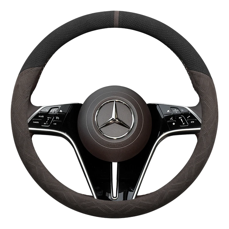 For Mercedes-Benz GLC260L Gla GLB200 GLE350 E300L GLS450 Car Non-slip Suede Steering Wheel Cover Accessories Interior