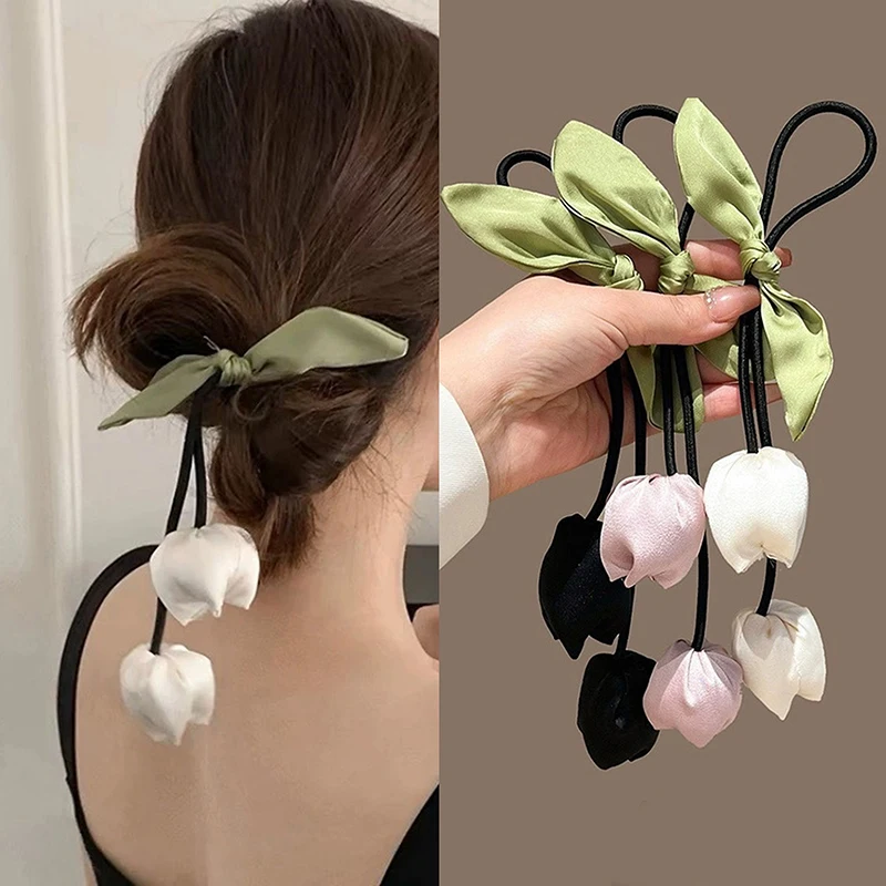 

Милые кисточки, тюльпан, веревка для волос, тканевый бант, цветок, кольцо для волос, аксессуары для волос, головной убор, эластичная повязка для волос для женщин