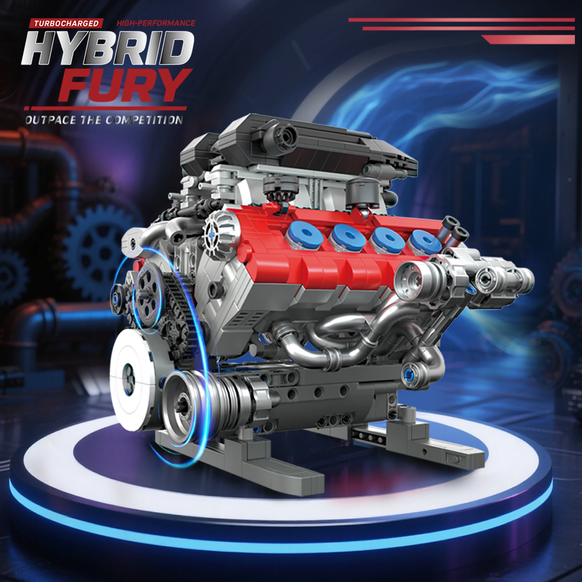 

1189PCS V8 Engine Building Blocks SF90, Mechanical Tech Bricks, Internal Combustion Model Desktop Ornament, Kids Holiday Gifts