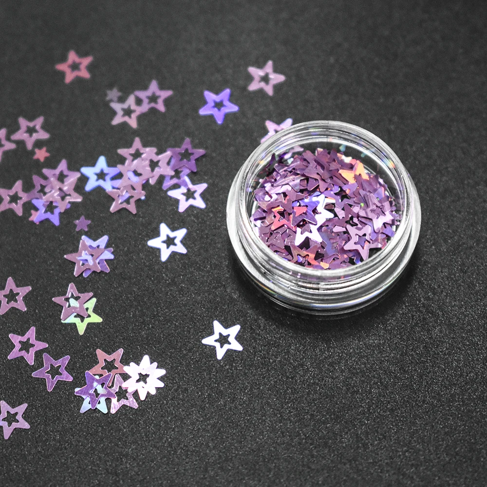 10G/bag Holographic Octagonal Star Glitter Mixes Hollow Star Nail Sequins Cross Star Glitters Nail Art Decorations