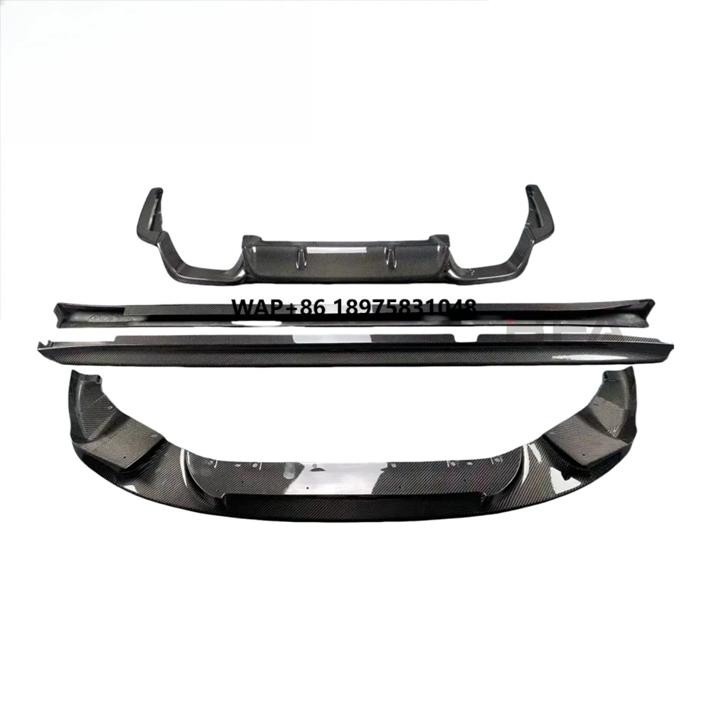 

2019-2021 for New BFA Carbon Fiber Black Durable Front/Rear Lip Side Skirt 3D Style Rear Diffuser Body Kit