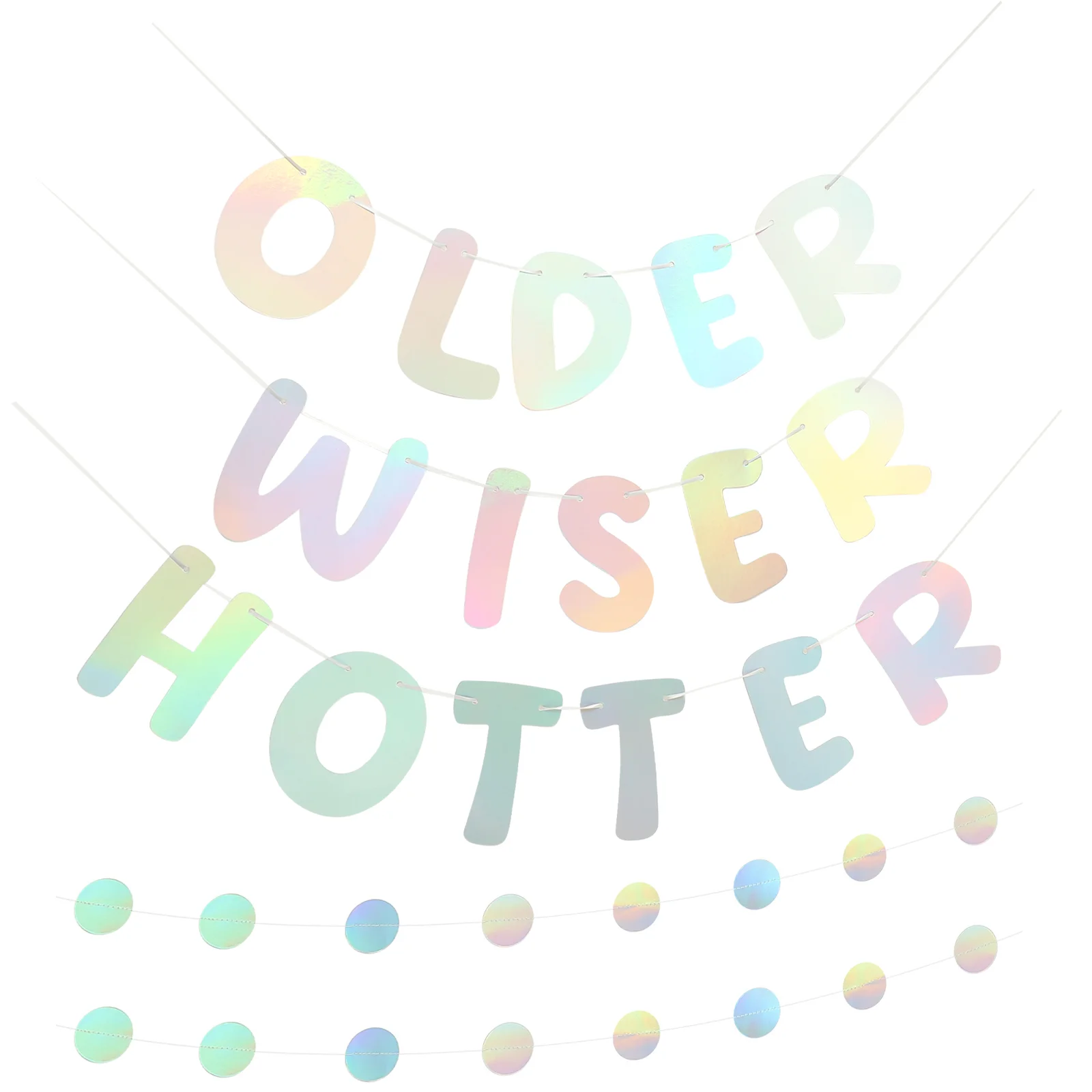 Symphony Silver Banner Gift Birthday Letter Party Decorations for Adults Older Wiser Hotter Funny 30th 40th Women Miss