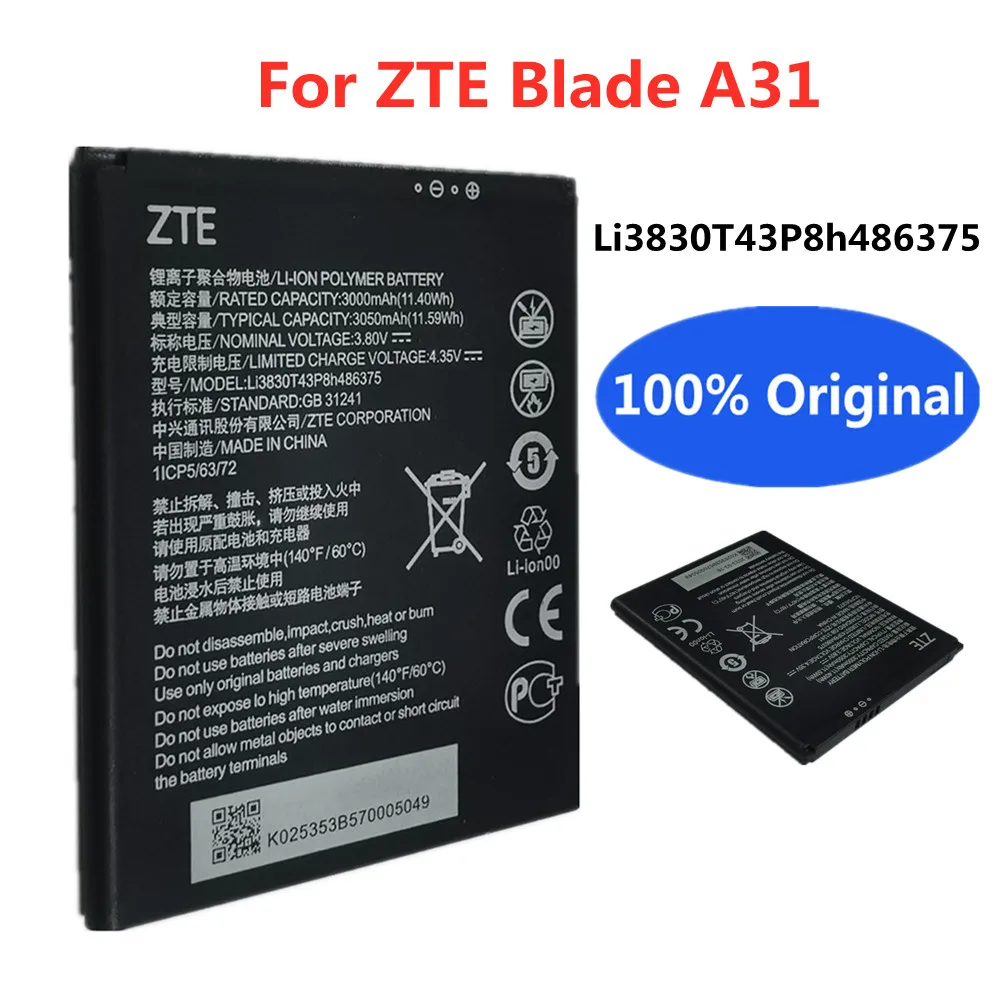 New Original 3050mAh Li3830T43P8h486375 Battery For ZTE Blade A31 High Quality Mobile Phone Bateria Replacement Batteries