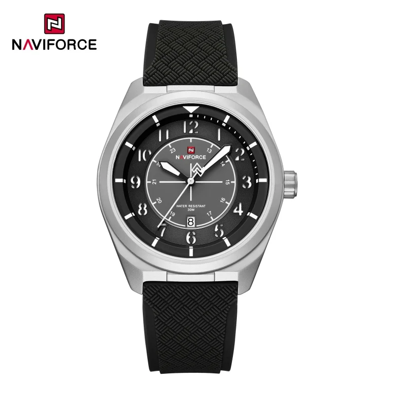 NAVIFORC Quartz Watches for Man Calendar 3ATM Waterproof Luminous Silicone Strap Casual Sports Fashion Simple Outdoor Wristwatch