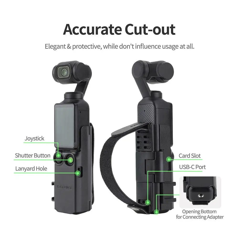 For DJI Osmo Pocket 3 Hand Band Protective Case Lanyard Expansion Frame Cold Shoe Extension Handle Cover For Pocket3 C3J8