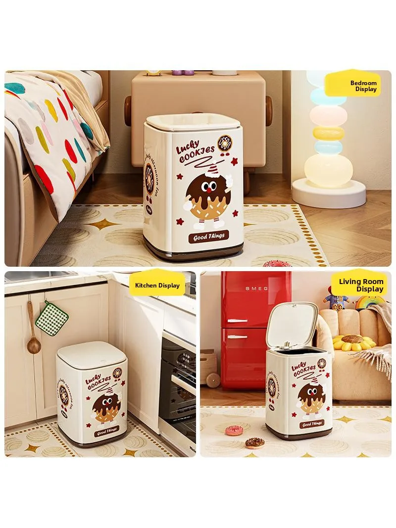 

Большое мусорное ведро с двойной крышкой и мультяшным дизайном для дома, гостиной, спальни, милое, эстетичное, с крышкой