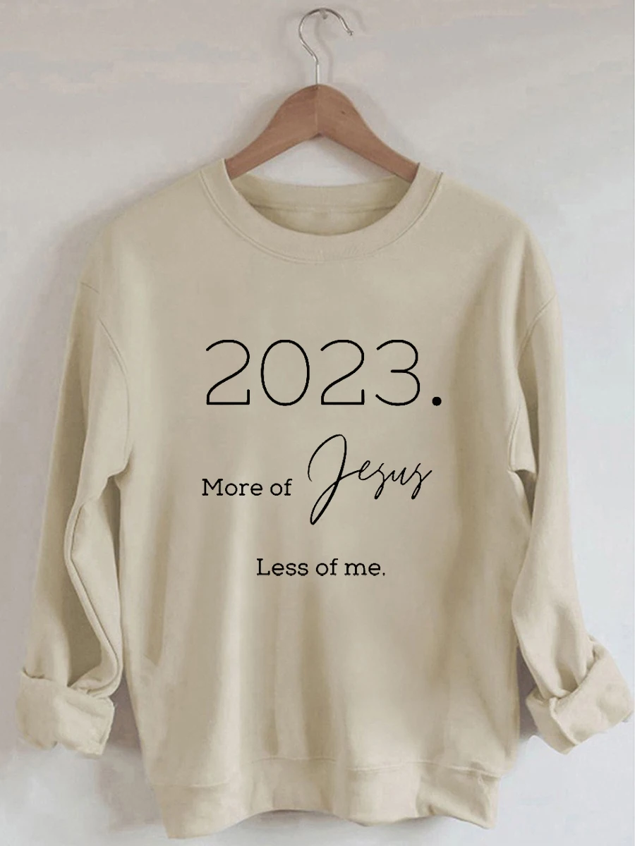 

Rheaclots 2023. More Of Jesus Less Of Me Print Women's Retro Vintage Cotton Long Sleeves Sweatshirt