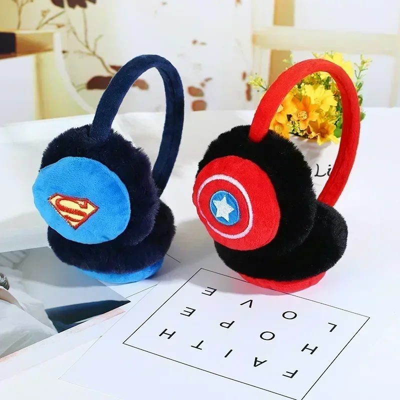 Disney Marvel Avengers Boys Winter Warm Spiderman Anime Peluche Children Earmuffs Thicken Cover Ears Kids Ear Muffs Headband Toy