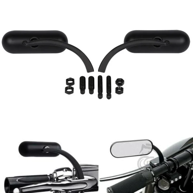 Motorcycle Rearview Mirror Square Oval Side Mirror For Harley Touring Electra Glide Dyna Fatboy Softail Breakout Sportster