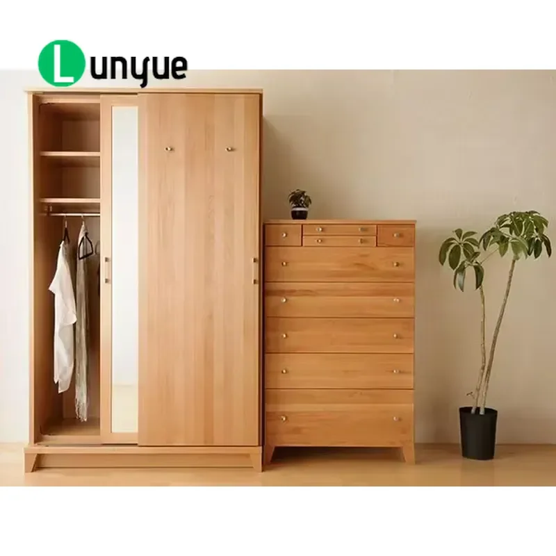 Modern Solid Wood Panel Bedroom Wardrobe for Home Apartment Hotel Office Use Durable Storage Furniture