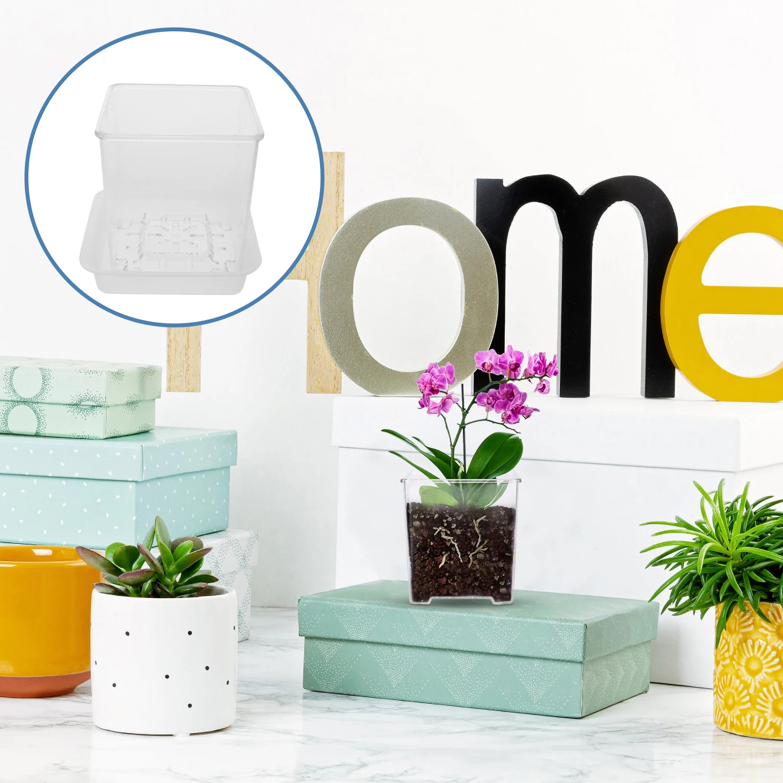 

5pcs Acrylic Flower Pot Orchid Planters Clear Planting Containers With Holes For Garden Nursery Ventilation Pots For Plants