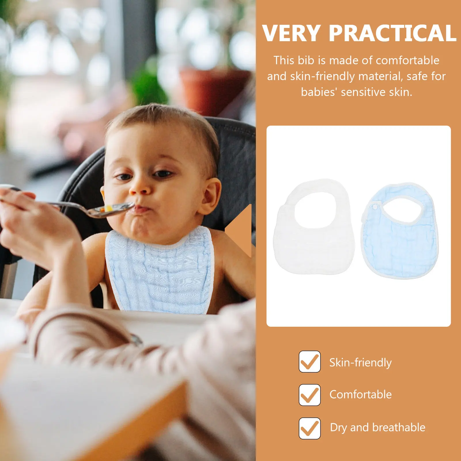 

2Pcs Baby Cotton Gauze Bibs Soft Skin Friendly Infant Toddler U-Shaped Bibs Protective Absorbent Drool Towels for 0-6 Months