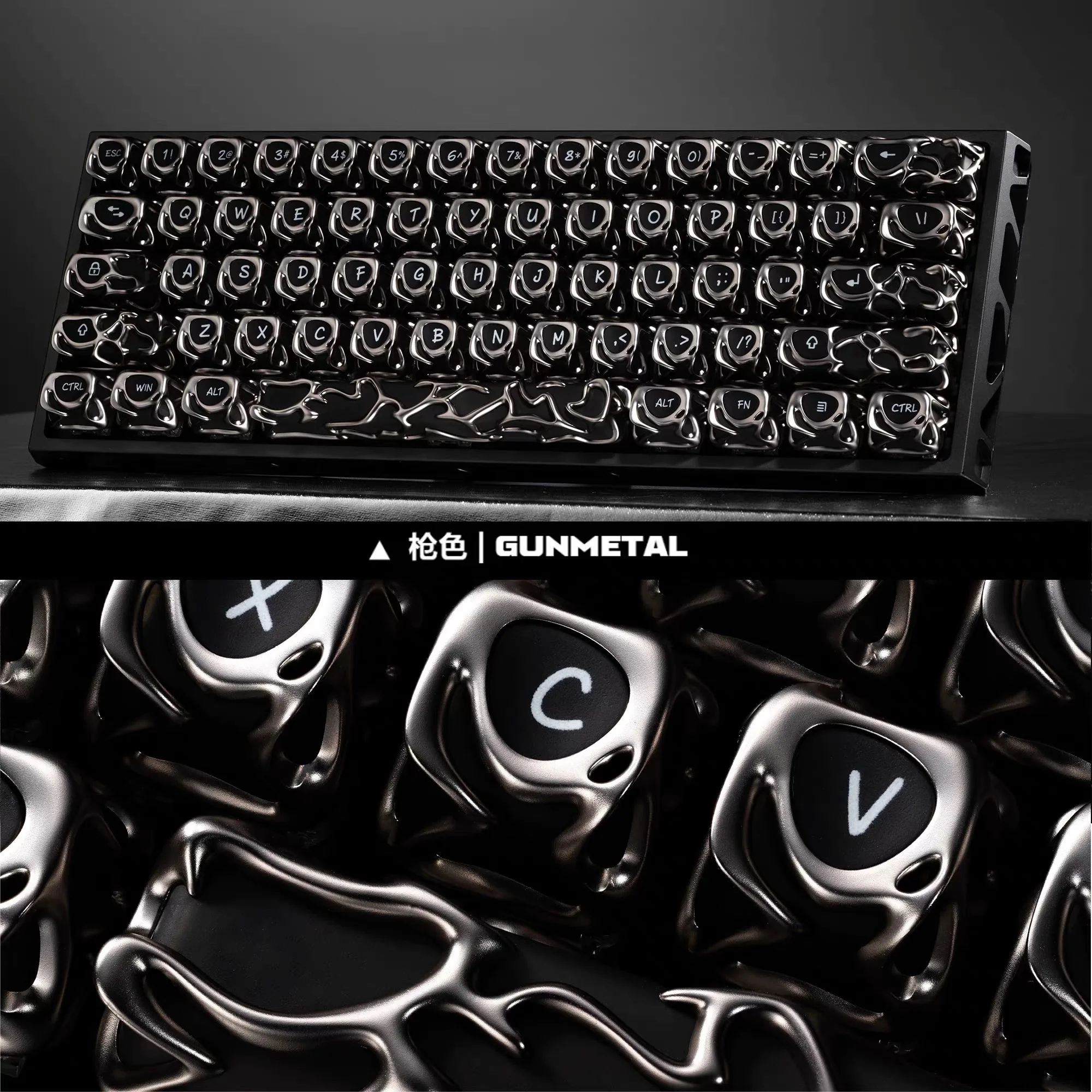 Keycap metal texture hollow fog transparent personality creative keycap