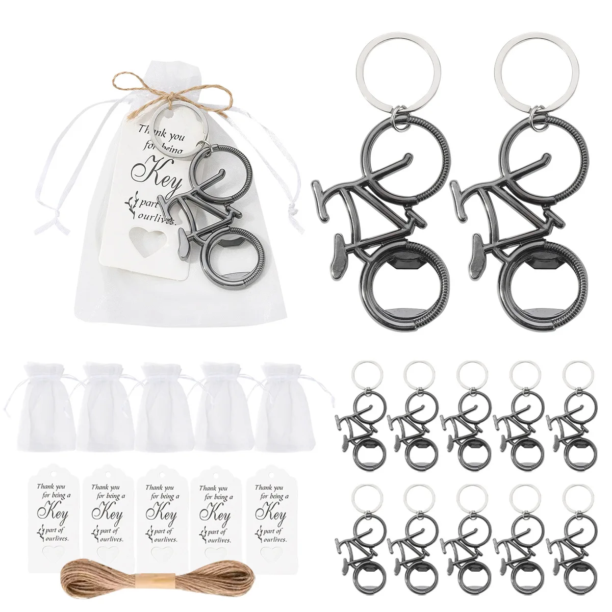 

10pcs Bike Bottle Opener for Wedding Gifts with Bags Cards Bottle Opener Suitable for Wedding Favors or Household Barware Tools