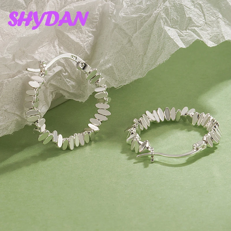 SHYDAN 925 Sterling Silber Geometrische Creolen für Damen Modeschmuck