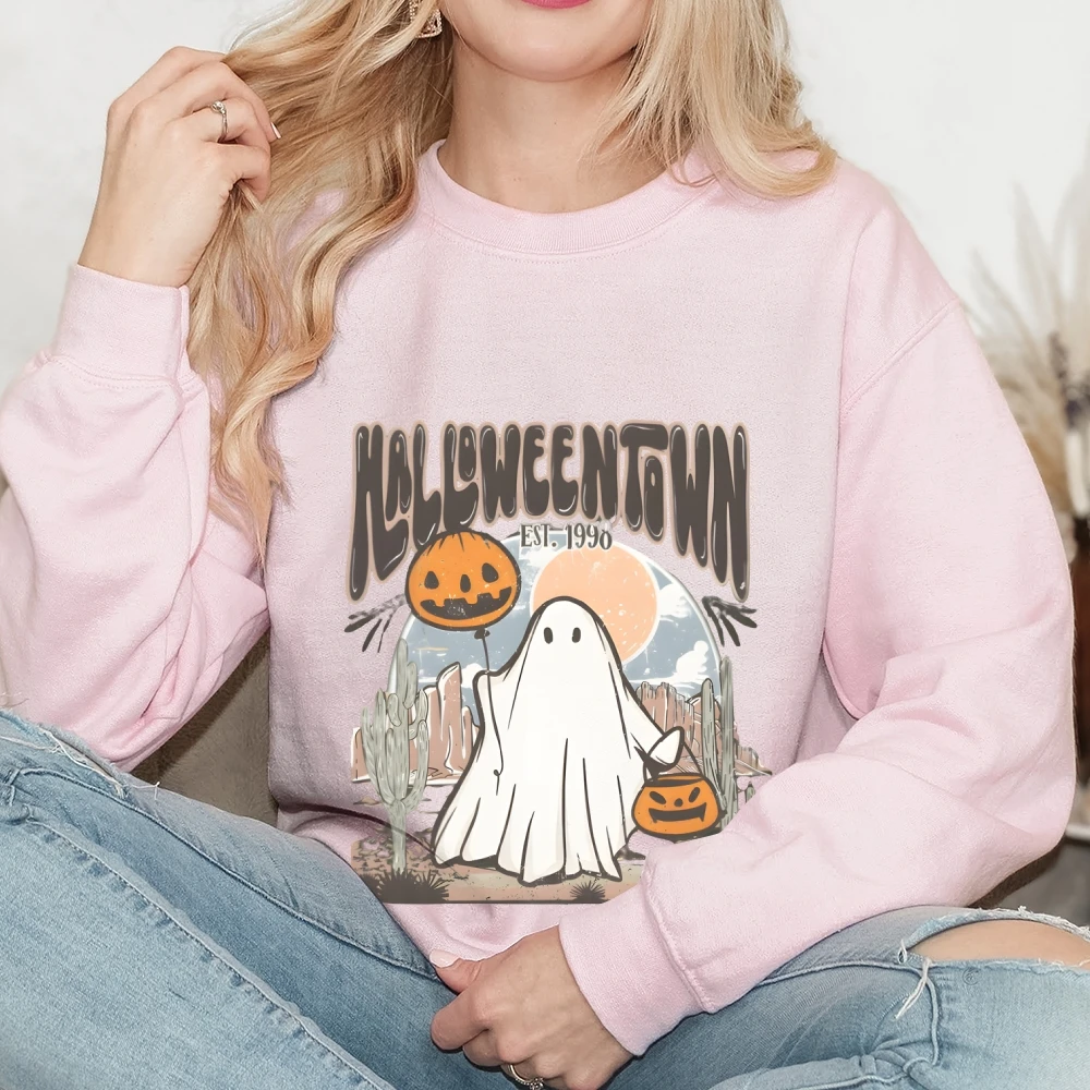 Halloweentown Est 1998 스웨터 귀여운 유령 할로윈 테마 그래픽 스웨터 가을 레트로 빈티지 스웨터 남성용 남성용