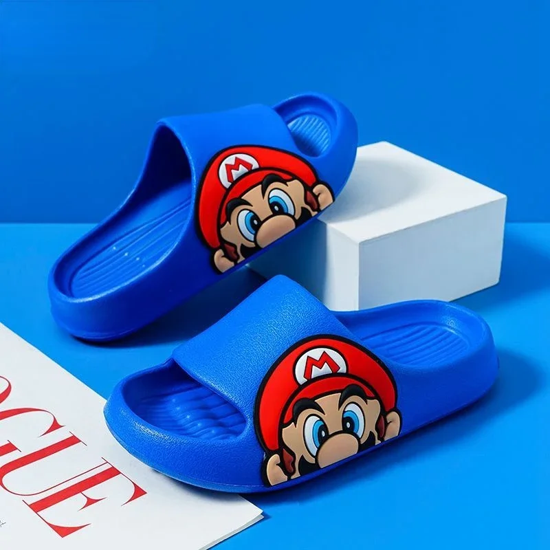 Super Mario Bros Children Slippers Anime Summer Non-Slip Home Bathroom Beach Kids Soft Slippers Cartoon Breathable Sandals Gift