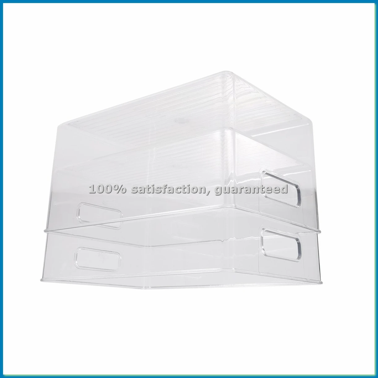 2Pcs Plastic Kitchen Pantry Cabinet,Refrigerator or Freezer Food or Book Storage Bins with Handles-Organizer for Snacks-AT35