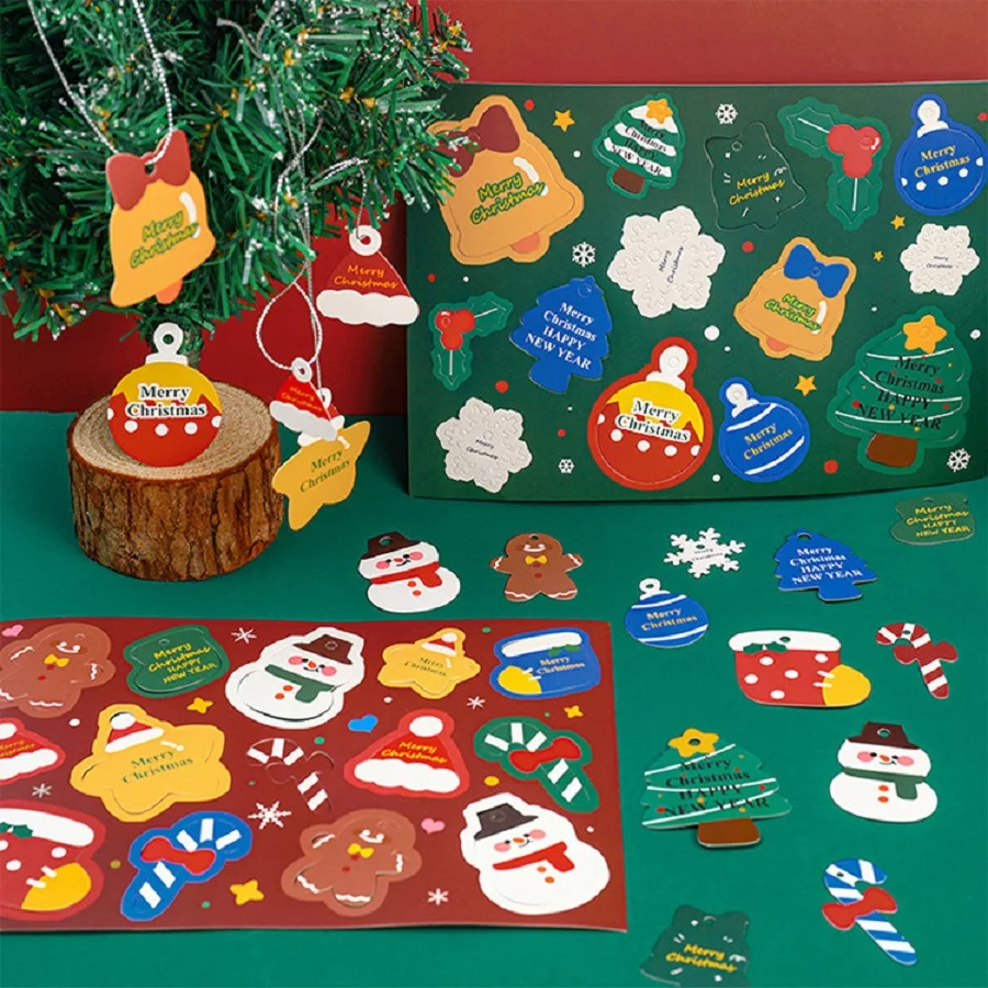28Pcs Merry Christmas DIY Tags Labels Gift Wrapping Paper Hanging Tag Santa Claus Paper Cards Xmas Party Decor Message Card