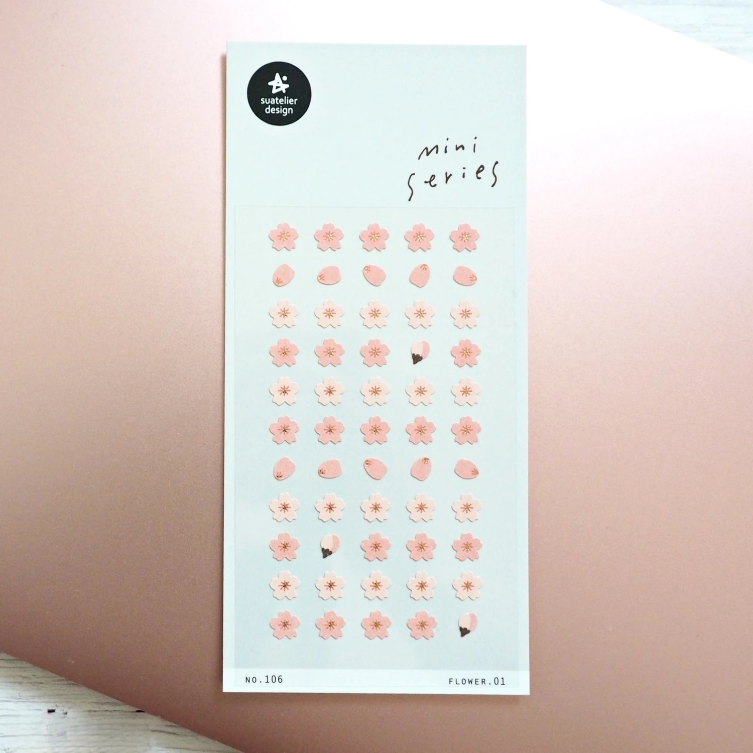 Korean Import Suatelier Cute Mini Pink Cherry Sakura Flowers Gilding Paper Sticker Diy Nail Stationery Stickers School Supplies