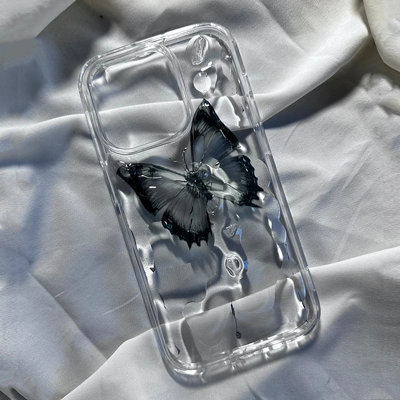 

Water drop whole butterfly Apple 15PROMAX case iphone 14pro advanced feeling 13Promax hand-created 12Pro transparent drop 13