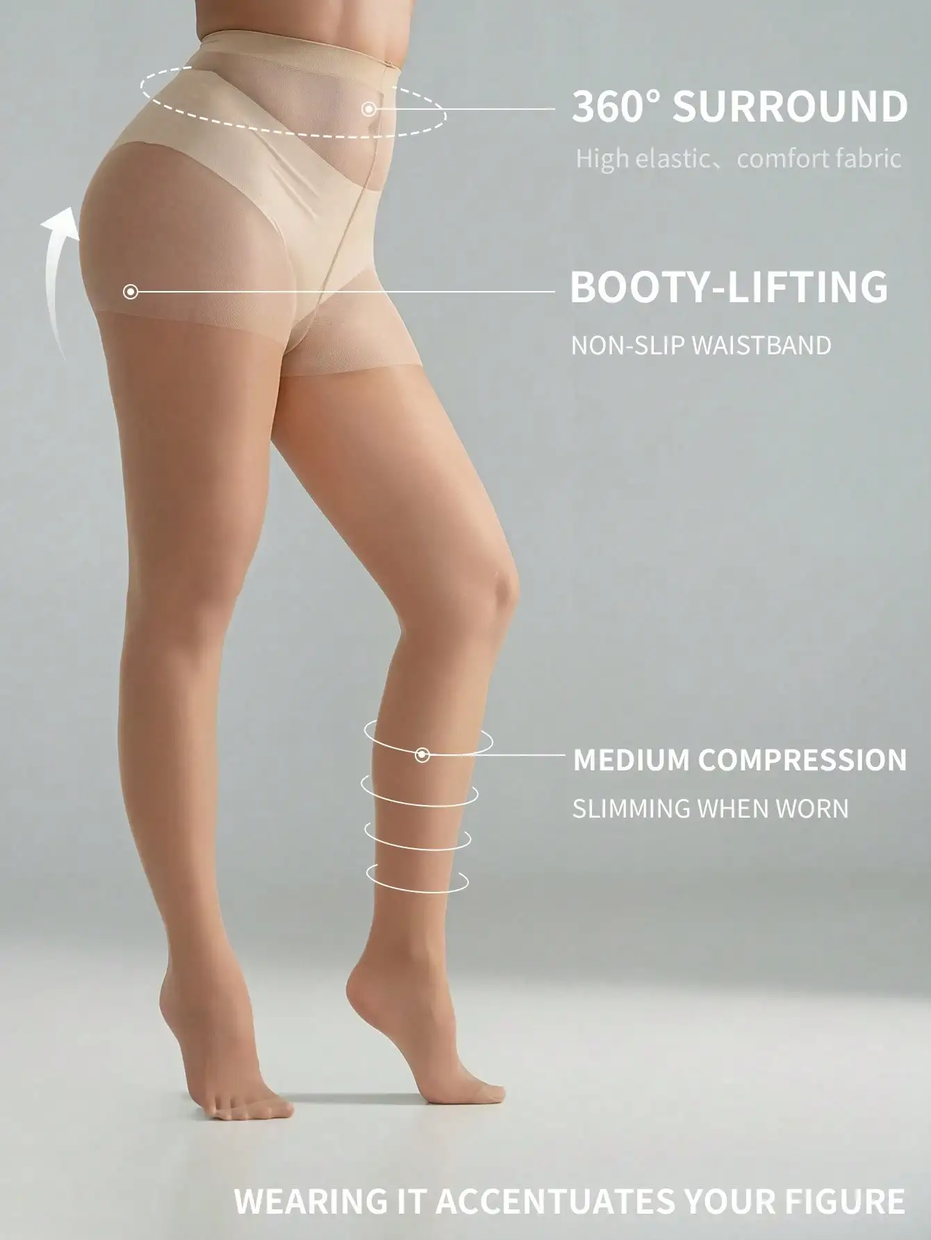 4 Colors High Waist Sheer Shaping Pantyhose Tummy Control Anti-Run Invisible Skin Tights Nude Black Coffee Daily Leg Stockings