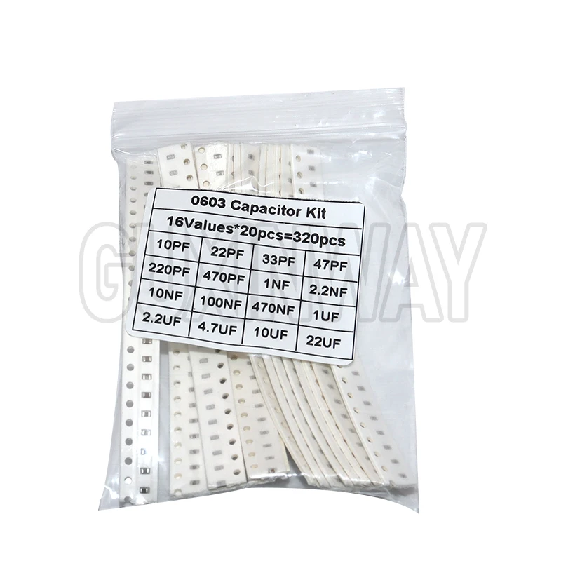 320 قطعة 720 قطعة 0603 0805 1206 SMD مكثف عدة مجموعة متنوعة 16/36/القيم 1PF ~ 1 فائق التوهج