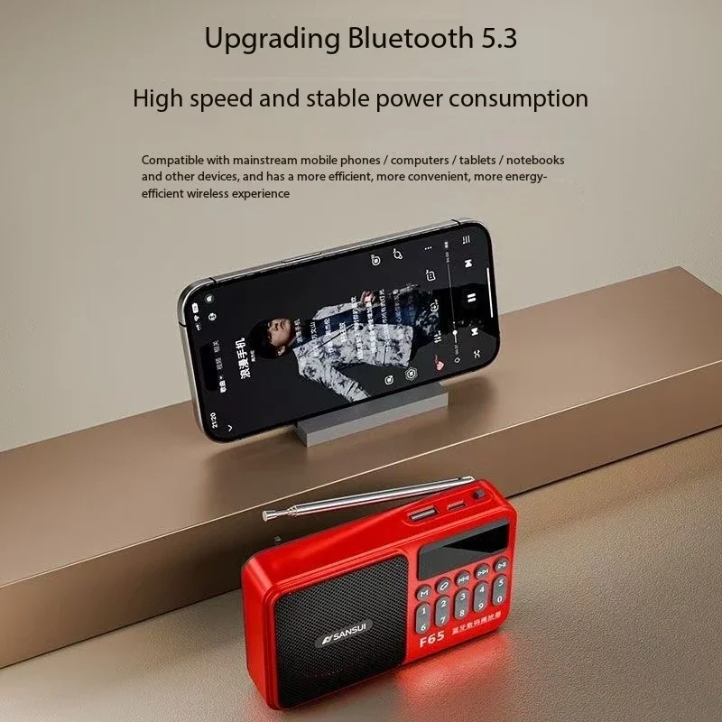 SANSUI-F65レトロワイヤレスBluetoothスピーカー,FMラジオ,ステレオサブウーファー,ミニウォークマン,フルバンド,mp3音楽プレーヤー