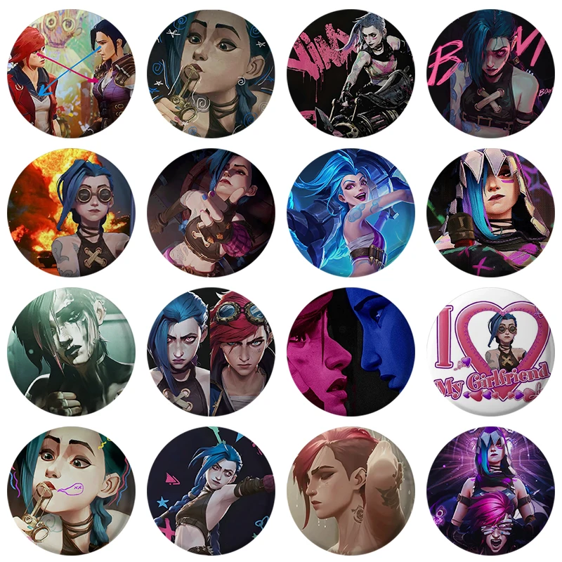 58mm Hot  Arcane Jinx Soft Button Pins Runaway Loli Brooch Badge Bag Accessories Gamer Collect Friends Gifts