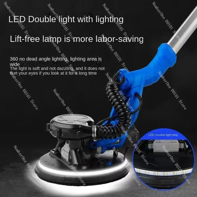 1380W Adjust Speed Drywall Sander 220V Wall Polishing Grinding Double Led Light Wall Putty Polisher